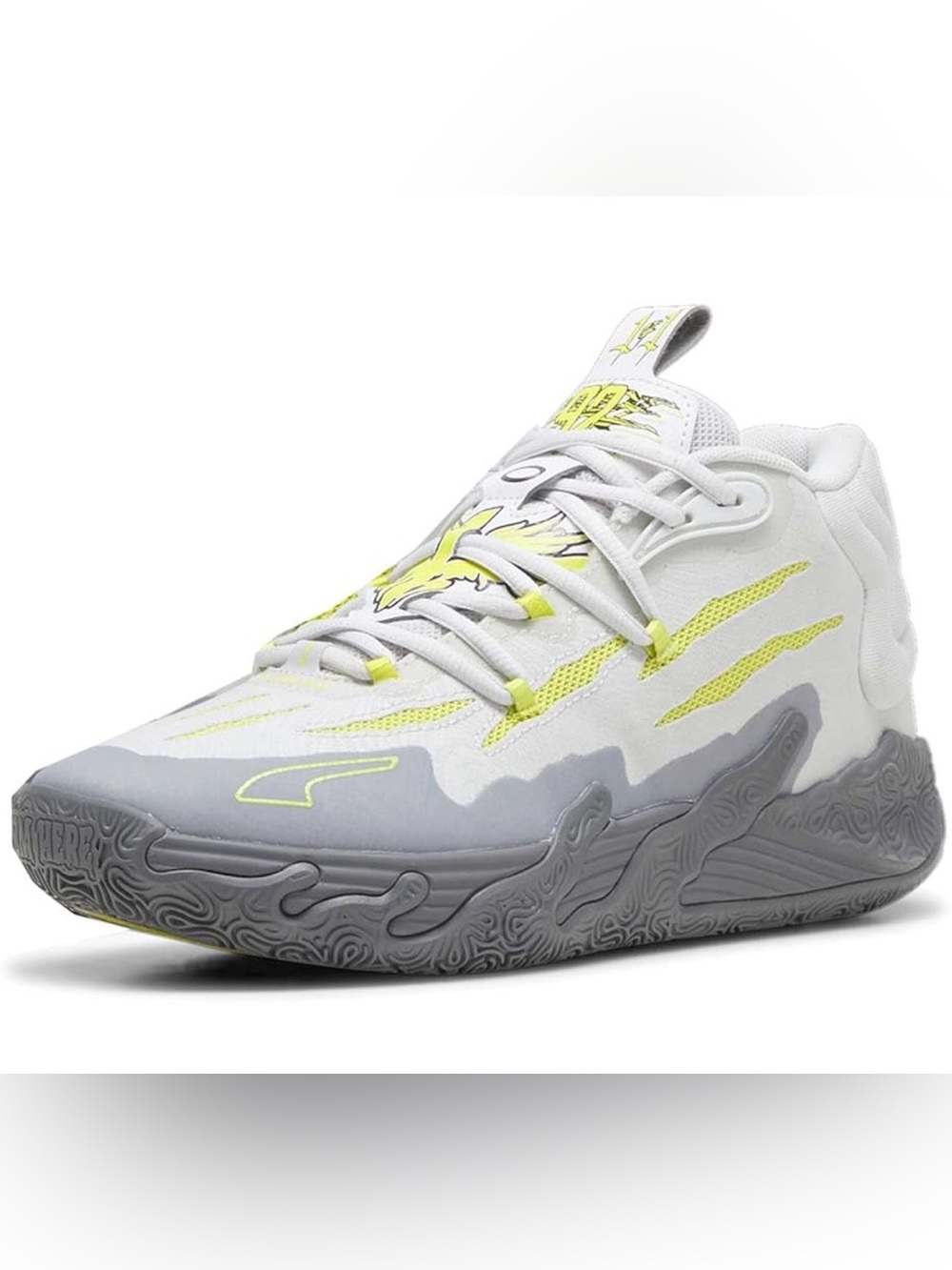 Puma x Lamelo Ball M.E.L.O Kids BBall shoes Gray with Neon Yellow Accents